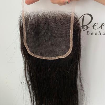 China 100% Natural Black Straight Human Hair 5x5 Hd Lace Closure With Virgin Hair for sale