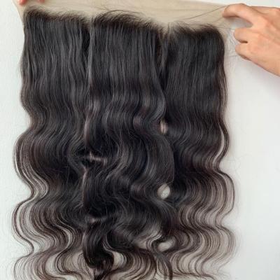 China 100%Human Hair Swiss Lace Headband Wholesale Remy Transparent Swiss Lace Frontal Body Wave for sale