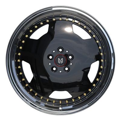 China 2 Piece 6061-T6 HADISON HD2P1021-2 Aluminum Deep Lip Forged Wheels Gloss Black Polished Silver Plating Forged Racing Wheel Rims 19x9 for sale