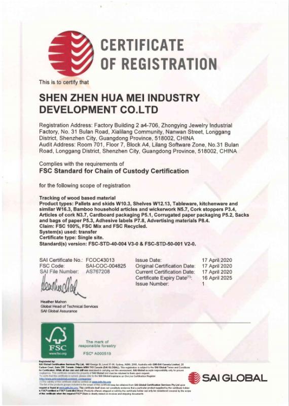 FSC - Shenzhen Hua Mei Industry Development Limited