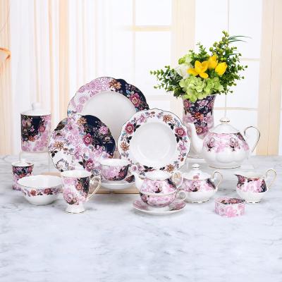 China Viable Sale Popular Garden Bone China Luxury Portuguese Ceramic Dinner Set Tableware for sale