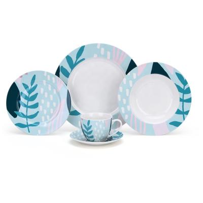 China Viable Modern Bone China Porcelain Series New Blue Tableware Dinnerware Sets for sale