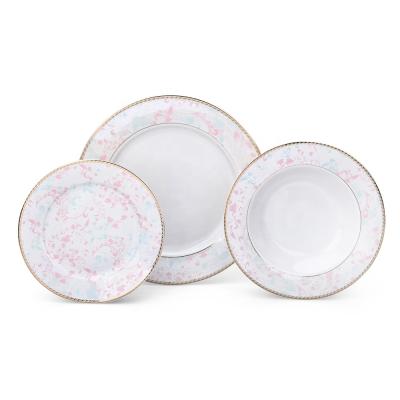 China Wholesale Modern Luxury Gold Plated Dish Set Sustainable Ceramic Dinnerware Sets Dinnerware Sets for sale