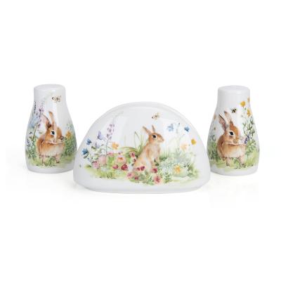 China Minimalist OEM Customized Creative Nordic Decorative Ceramic European Easter Bunny Napkin Holder for sale