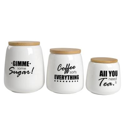 China Wholesale Coffee Sugar Tea Steamable China Kitchen Ceramic Storage Jar Set With Spice Set Canister Sets for sale