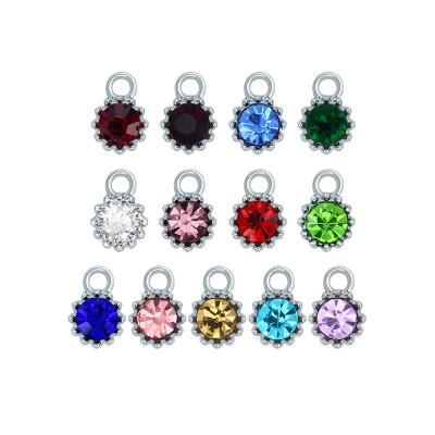 China Cute Necklace Crystal Hang Charms For Women Jewelry Flower Birthstone Pendant Making DIY Accessories Key Chain Kids Gift for sale