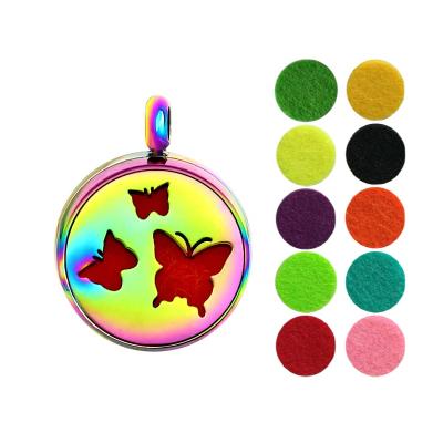 China Rainbow Color 12mm Stainless Steel Jewelry Diffuser Pendant Essential Oil Aroma Fit Necklace Chain Bracelet Eco-Friendly Gift for sale