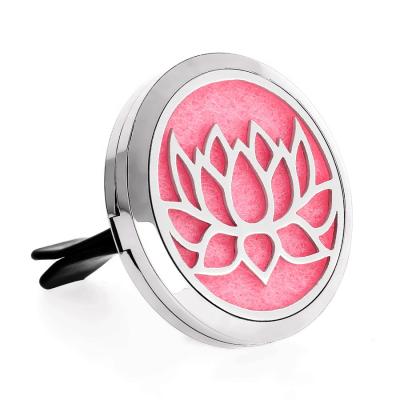 China 35mm Stainless Steel 316L Closure Aromatherapy Essential Oil Car Diffuser Pendant Vent Clip Eco-friendly Magnetic Air Freshener for sale