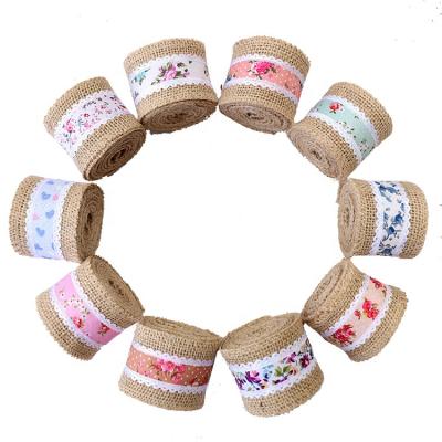 China New Design 5cm Fashion Burlap Flower Ribbon Hemp Ribbon Hemp Ribbon for Decorating Gift Baskets for sale