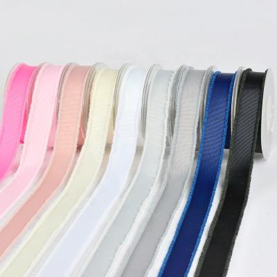 China Christmas stock 16-38 mm high quality solid color fringe edged grosgrain ribbon for clothing accessories for sale