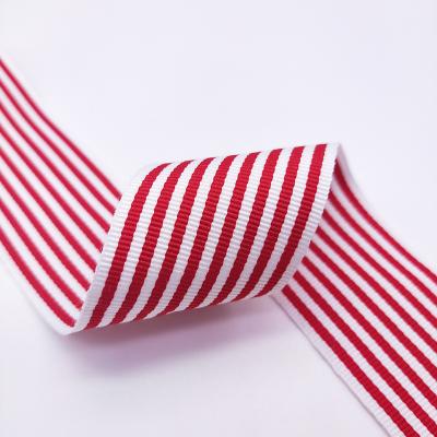 China Recyled 38 mm red and white fashion color ribbon and striped ribbon bow for sale