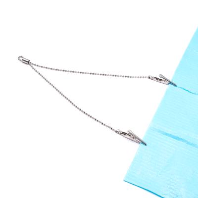 China Dental Stainless Steel Instrument Stainless Steel Napkin Holder Bib Flexible Chain Clips for sale