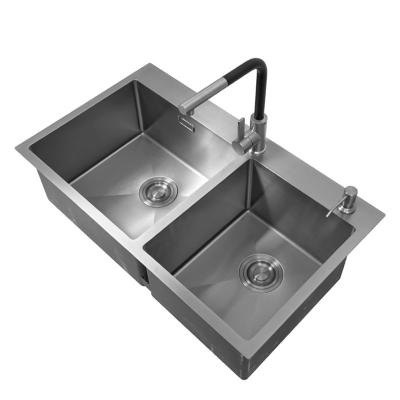 China Fashion Custom Design New Pattern Stainless Steel Sink Faucet Rectangular Deep Basin Kitchen Double Bowl Handcrafted Sinks for sale