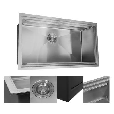 China Without Faucet USA Type Customize 3.0mm Double Thick Hhidden Kitchen Sinks 304 Stainless Steel Sink Thread for sale