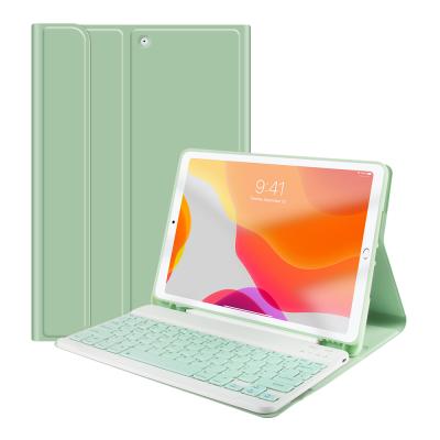 China Colorful Built-in Pen Tray Keyboard Case For iPad 10.2 2021 2020 2019 For iPad 9 8th Generation 7 Pink Keyboard for sale