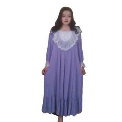 China Summer QUICK DRY Cotton Lace Up Light Purple Princess Style Elegant And Cute Home Sleep Dress for sale