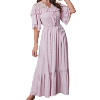 China 2023 Summer New Cotton Jacquard QUICK DRY Casual Lace Sleep Dress for sale