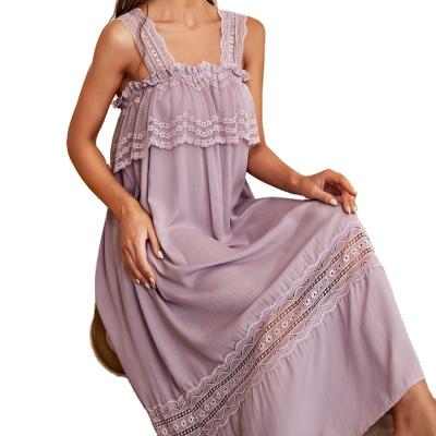 China Summer New QUICK DRY Sleeveless Soft Lace Hanging Cotton Home Sleep Dress for sale