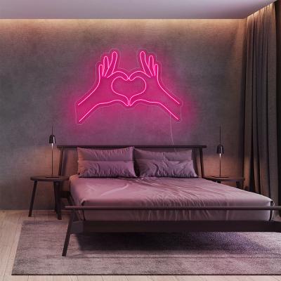 China Rebow 46CM Width Customized Heart Hand Home Free Shipping Neon Signs Led Neon Light For Shopify Drop Shipping for sale