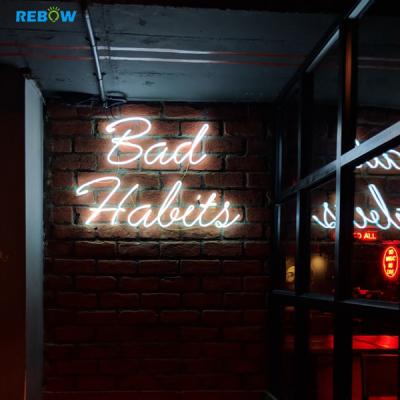 China Hot Selling Ourdoor Home Decor Rebow Customs Lead The Neon Sign Cable Neon Light Wall Mounted Led Advertising Sign for sale