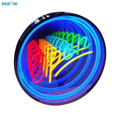 Cina Buildings Rebow Drop Shipping Multilayer Magic Mirror 3D Custom Neon Infinity Mirror Custom Neon Sign in vendita