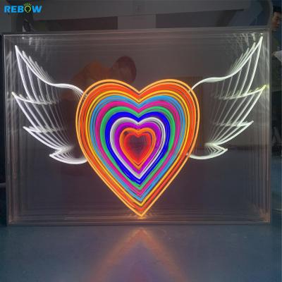 Cina Rebow Buildings Drop Design 3D Magic Infinity Mirror Free Shipping Multilayer Custom Neon Sign in vendita