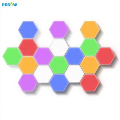 China Modern Rebow Drop Shipping DIY RGB 3d Modern Magnetic Touch Remote Honeycomb Led Night Light Hexagon Light for sale