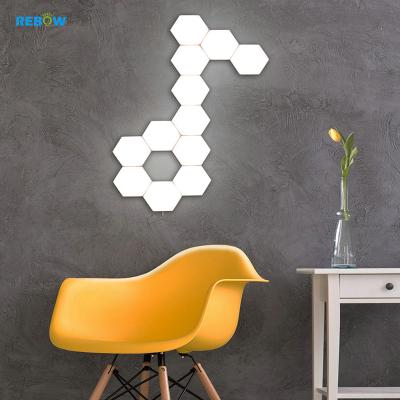 China Large Modern Rebow Running House Decorate Touch DIY White Modern Minimalist Honeycomb Led Hexagonal Night Lights for sale