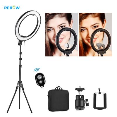 China Brightness 18 Inch Adjustable Youtube Live Ring Light LED With Stand Tripod Stand Carry Bag For Mobile Phone for sale