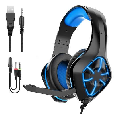 China Colorful Neckline RGB Gaming Lights Wired Headset PC PC Computer Earphone Stereo Earphone With Microphone for sale