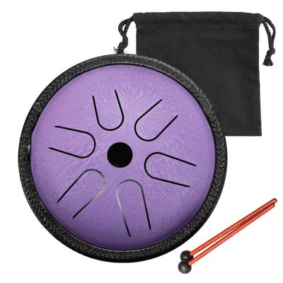 China Wholesale Hluru Mini Hand Tank Pocket Drum 5.5 Inch 6 Note Musical Instrument Handpan Musical Instrument For Kids With TP6 Protrusion Tongue Steel Drum for sale