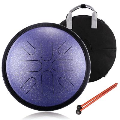 China Musical Instrument Hluru Tongue Travel Drum 10 Inch 8 Note Handpan Tank Drum Musical Instruments Fashion Steel Japanese Drumset TA8 for sale