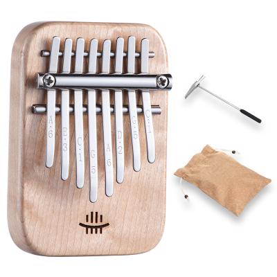 China Hluru 8 Keys Musical Instrument KalimbaThumb Piano Small Maple Finger Piano 8 Keys Wooden Finger Piano Set Kalimba For Kids for sale