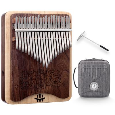 China Musical Instrument Hluru 21 Keys Kalimba Musical Instrument Combination Dish Maple Black Walnut Thumb Finger Piano For Kids Gift for sale