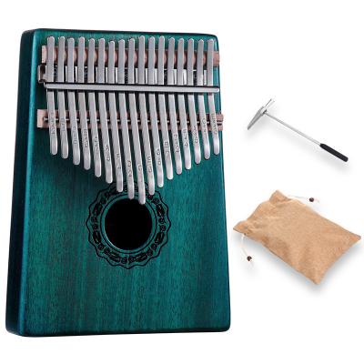 China Main Musical Instrument Hluru 17 Kalimba Gradient Chromatic Blue / Curly Finger Musical Instrument Red Solid Wood Square Middle Hole For Kids Kg for sale