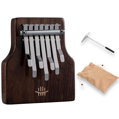 China Musical Instrument Hluru 7 Keys Kalimba Chord Plate Black Walnut Musical Instrument Thumb Finger Piano Solid Wood For Kids Gift for sale