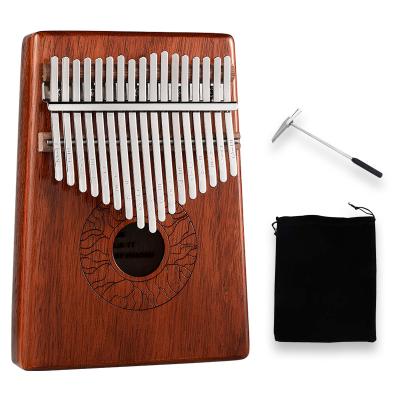 China Musical Instrument Hluru Square Hole 17 Keys Okoume-Brown Thumb Piano Musical Instrument Middle Finger Piano Kalimba for Children for sale