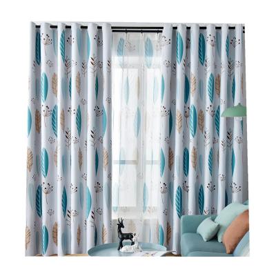 China Blackout INS Nordic Style Leaf Child Curtain Fabric Nordic Shading Bedroom Living Room Shading Curtain Finished Simple And Modern for sale