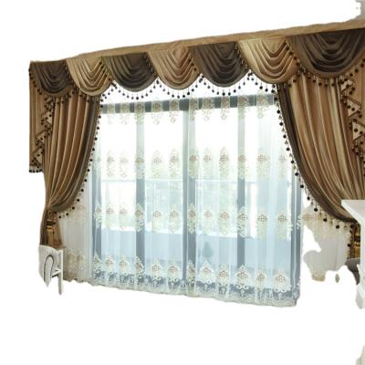 China European Insulated Stitching Embroidered Curtain Insulated Velvet Solid Color Shade Curtain Yarn Living Room Bedroom Hotel Curtain for sale