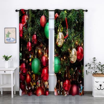 China Blackout factory direct sales Amazon Christmas element border hot selling digital printing curtains to be traced custom designs for sale