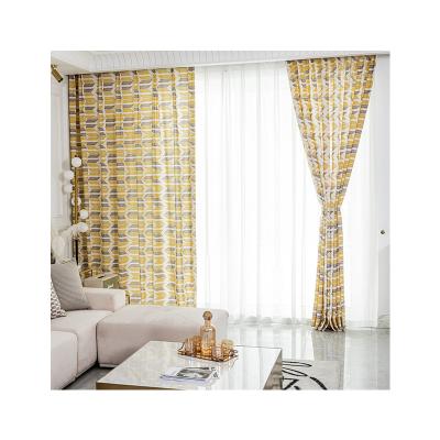 China Modern Simple Blackout Polyester-Cotton Printed Curtain Fabric Living Room Bedroom Curtain for sale