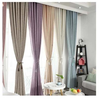 China Polyester Solid Color Curtain Living Room Bedroom Study Plain Insulated Plain Modern Rough Linen Shade Curtain Manufacturers Who for sale