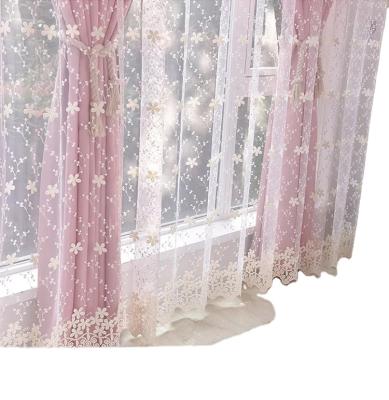 China Factory direct sale white wind Korean milk princess curtain gauze bedroom balcony partition embroidered silk embroidered star curtain for sale