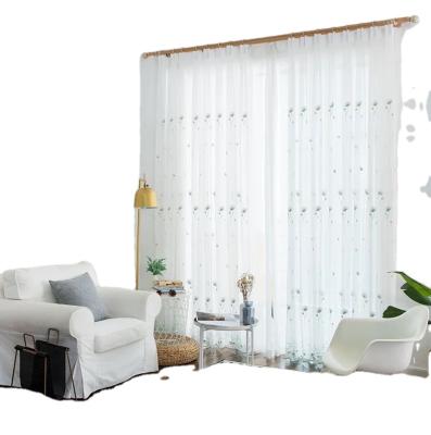 China Factory direct sale style insulated fresh pastoral dandelion embroidered gauze curtain bedroom balcony living room divider for sale