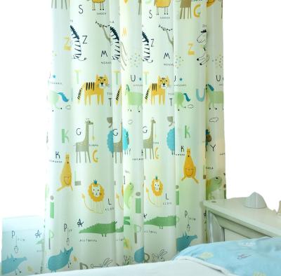 China Bedroom Nordic Cartoon Living Room Blackout Curtain Cotton Curtain Animal Printed Canvas Fabric for sale