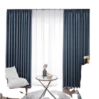 China Luxury simple thickened soft silk cotton living room curtain cotton chandelier stripe modern Nordic blackout light high-precision cu for sale