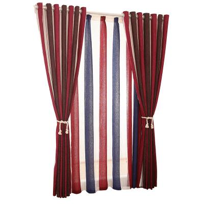 China Simple Blackout Fashion Vertical Chenille Stripe Curtains Bedroom Living Room Yarn-Dyed Wide Drapes for sale