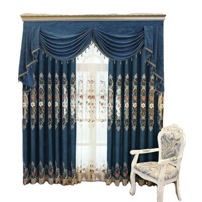 China European Embroidered Blackout Curtain Screen Curtain Fabric Living Room Curtain for sale