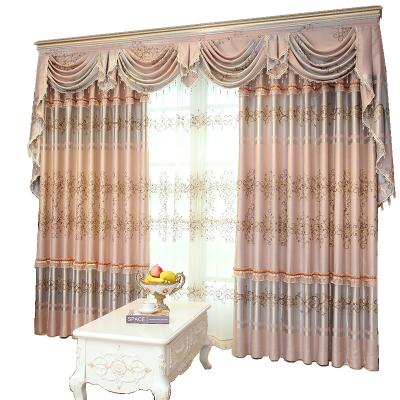 China New European Style Blackout Chip Embroidered Curtain Fabric Bedroom Living Room Blackout Curtains for sale