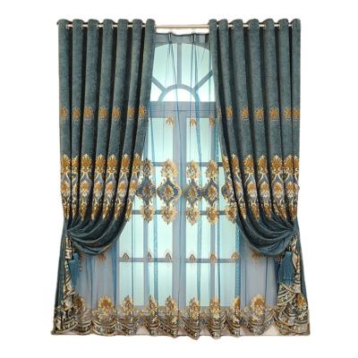 China Blackout Curtain Fabric Chenille Bedroom Living Room European Embroidered Curtain for sale